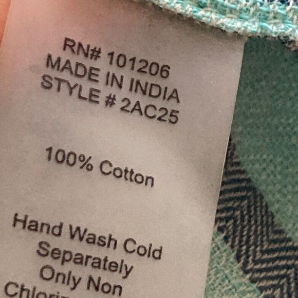 Soft Surrounding Shirt Womens sz Small Boho Striped Blue Tunic Roll Tab‎ Sleeve - Picture 12 of 13